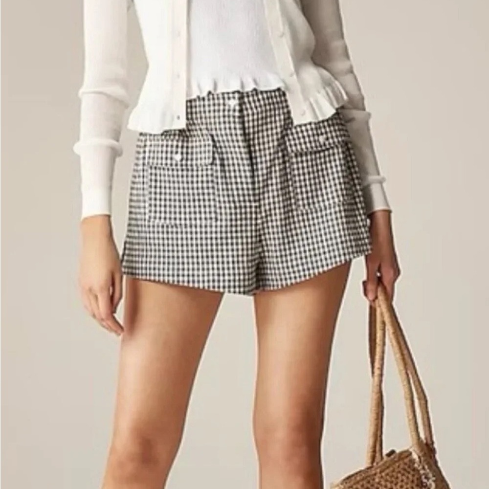 High-Rise Gingham Women’s Shorts - Black/White